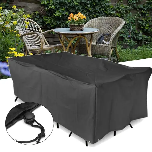 Black Outdoor Waterproof Furniture Cover Table Cloth Canopy Garden Black Outdoor Waterproof Furniture Cover Table Cloth Canopy Garden Patio Table Chair Rectangular Shelter Protective Dust Cover - Black Outdoor Waterproof Furniture Cover Table Cloth Canopy Garden