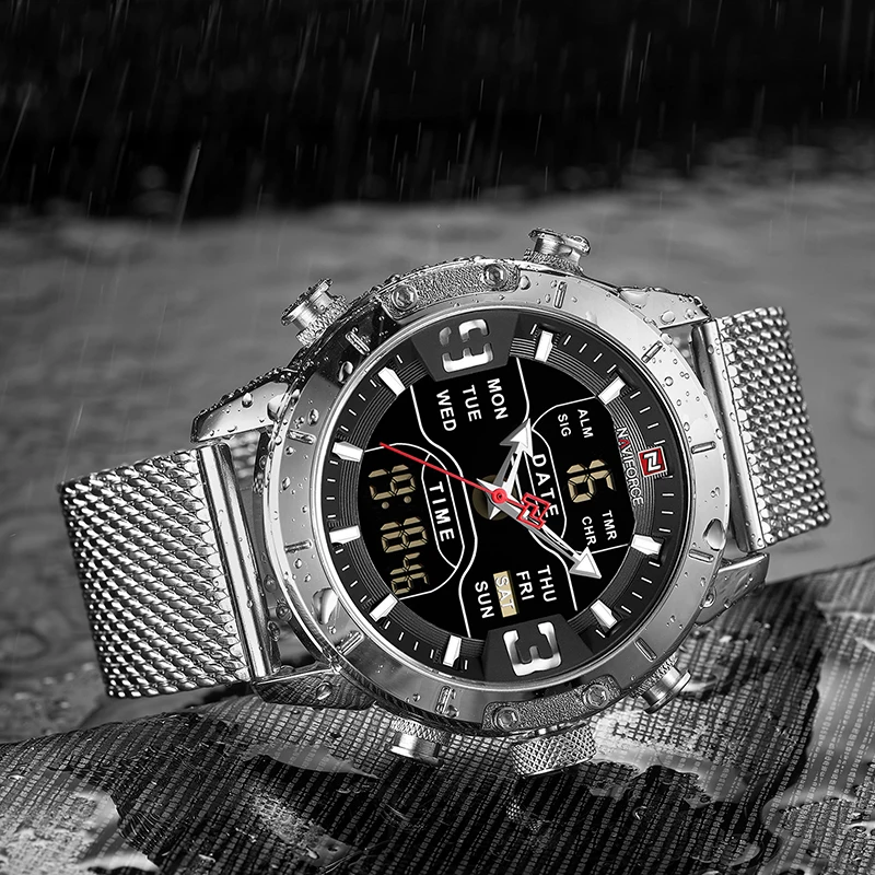Часы наручные Naviforce Мужские Цифровые спортивные брендовые Роскошные