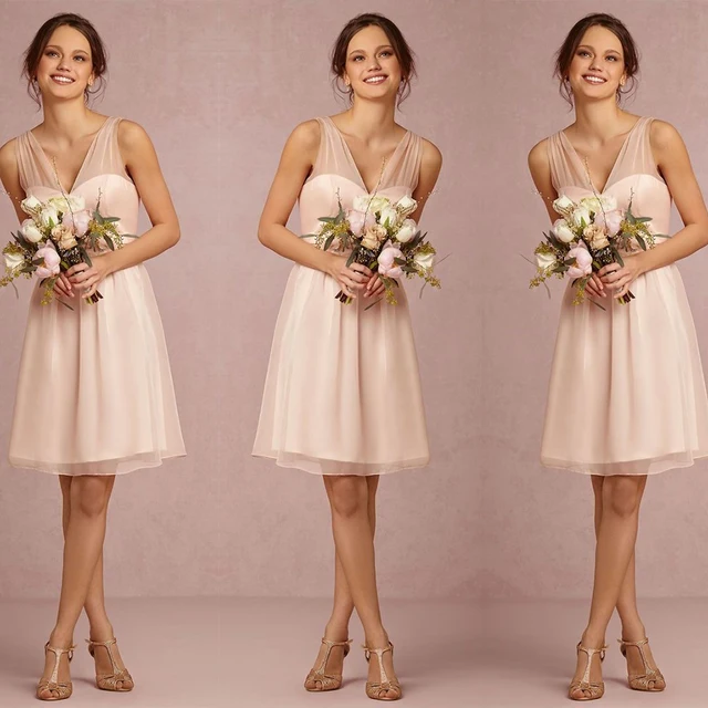 Short Blush Bridesmaid Dresses