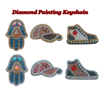 

DIY Special Shaped Diamond Painting Keychain Cartoon Gloves Hat Shoes Keyring Mosaic Embroidery Cross Stitch kits a123