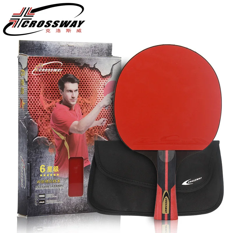 

6 Stars Table Tennis Racket Rubber Ping Pong Blade Professional Horizontal Grip 1 Piece Table-tennis Raquete With Bag