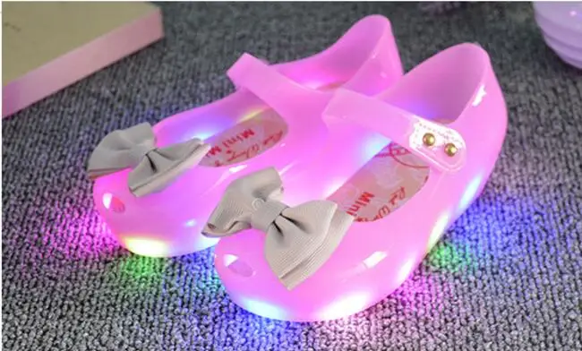 

New Fashion Bowtie Baby Gilrs Jelly Sandals Led Lights Baby Girls Shoes Girl Sandals Princess Sandals Shoes