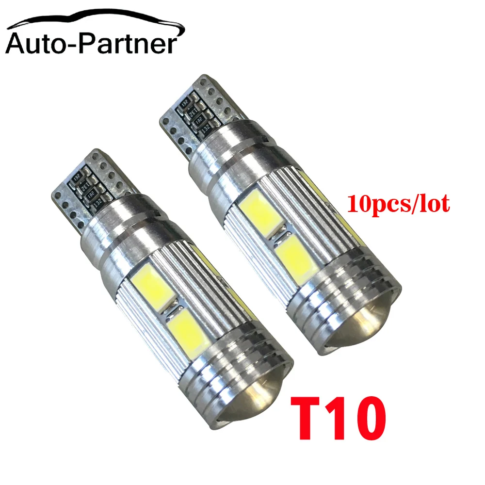 10PCS High Quality T10 10 SMD 5630 LED CANBUS Auto Wedge Lamp 192 194 168 W5W 10SMD 5730 Car Parking for Fiat 500 500L | Автомобили и