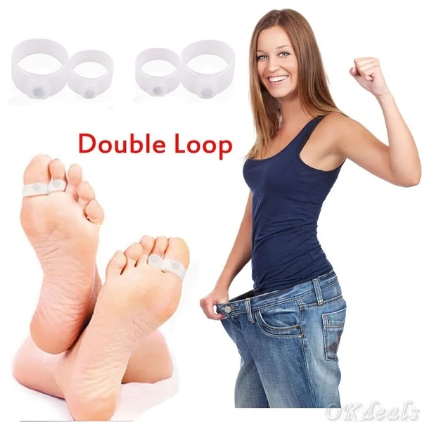

4pcs=2 pair Silicone Foot Massage Magnetic Toe Ring Fat Burning slimming burn Women Lose weight fast reduce body tool