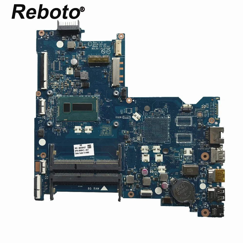

For HP 15-AY 15-AC Series Laptop Motherboard 854941-601 BDL50 LA-D703P With SR27G i3-5005u CPU MB 100% Tested Fast Ship