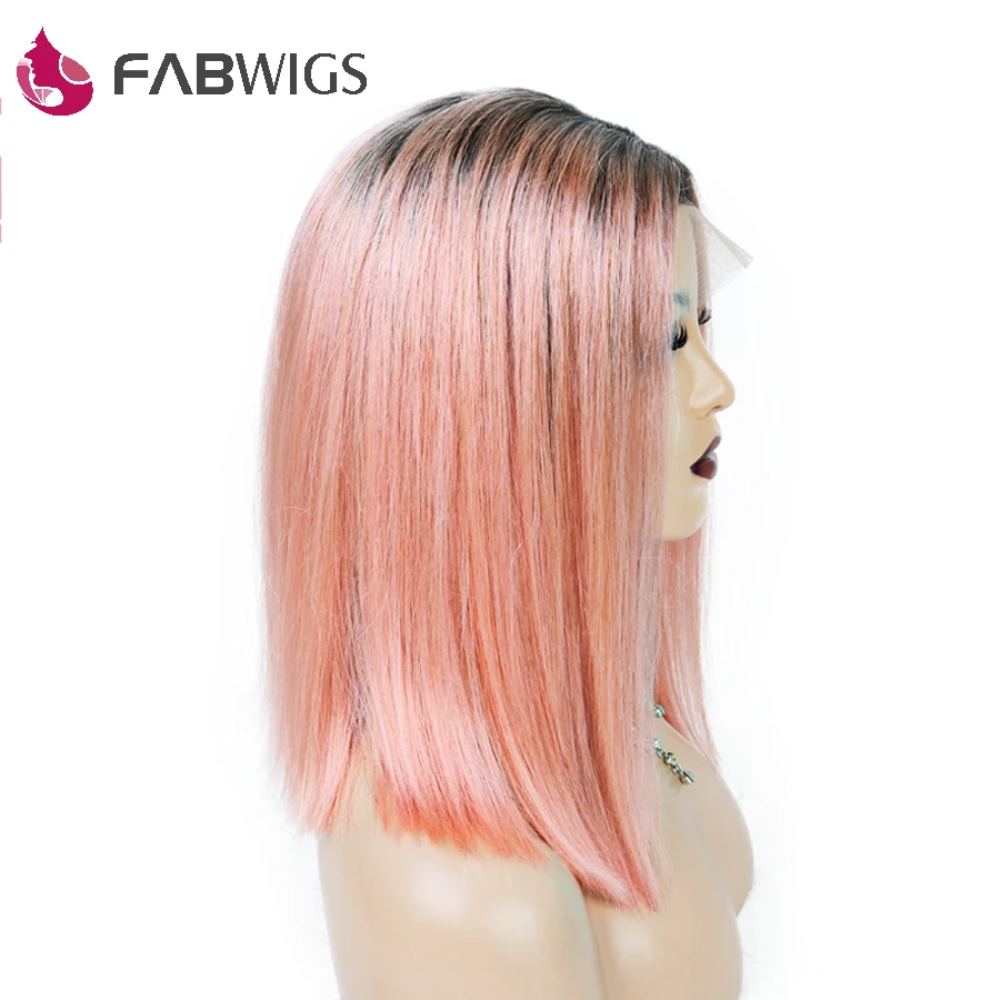 Fabwigs 250% плотность 1B/розовый парик Боб Синтетические волосы на кружеве парики с