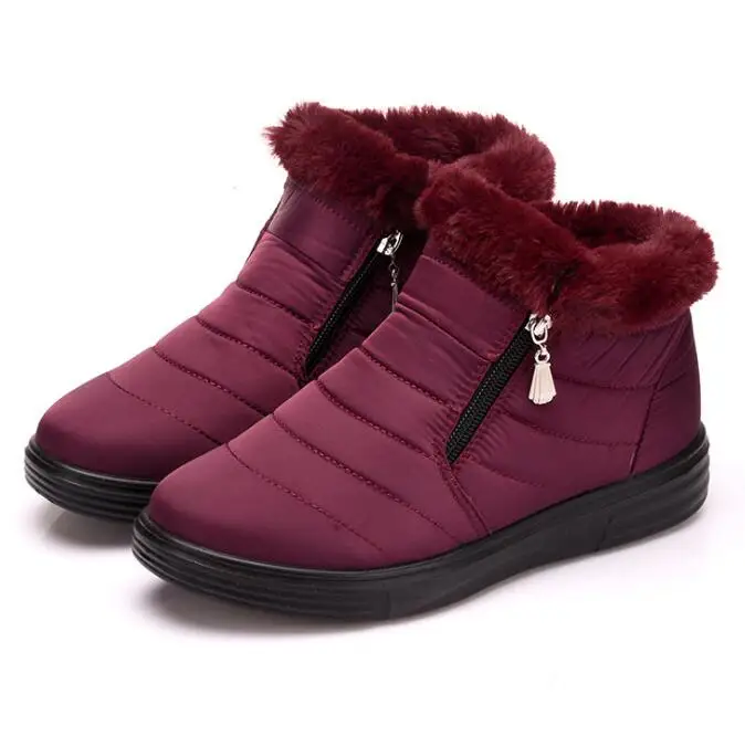 COVOYYAR/ Водонепроницаемые зимние ботинки; женские теплые зимние ботильоны на меху для холодной погоды; нескользящая повседневная обувь черного цвета на танкетке; WBS979