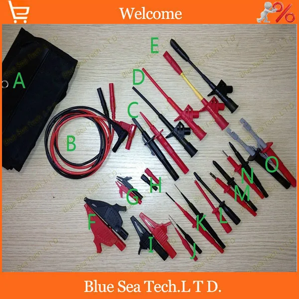 

Automotive maintenance&Multimeter industry test tool kids/sets.Piercing Clip+test hook+alligator clip+Tip probe 15 in 1 sets