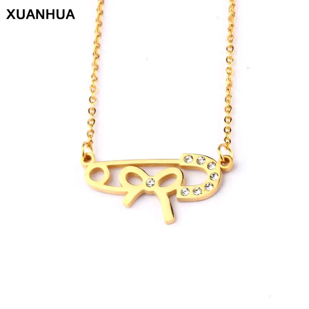XUANHUA оптовая продажа ожерелья и подвески из нержавеющей стали с бантом цепочка