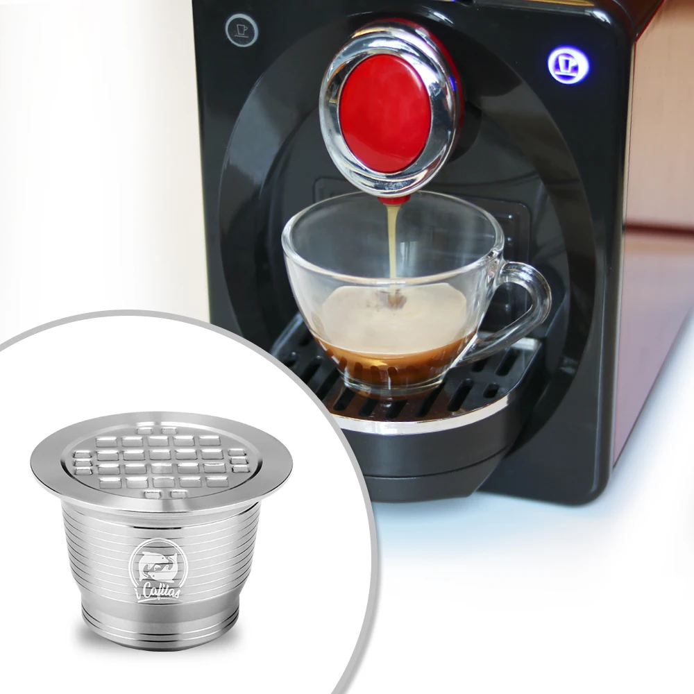 ICafilas Stainless Metal Reusable For Nespresso Capsule Press Coffee Grinds