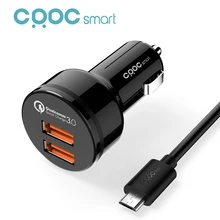 Original CRDC Quick Charge 3.0 2 Ports Support QC 3.0 36W USB Car Charger for Xiaomi iPhone Samsung Galaxy S6 Note5 HTC LG