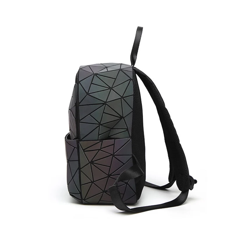  New Women Backpack Geometric Shoulder Bag Student's School Bag For Teenage Hologram Luminous Backpa - 32832615492