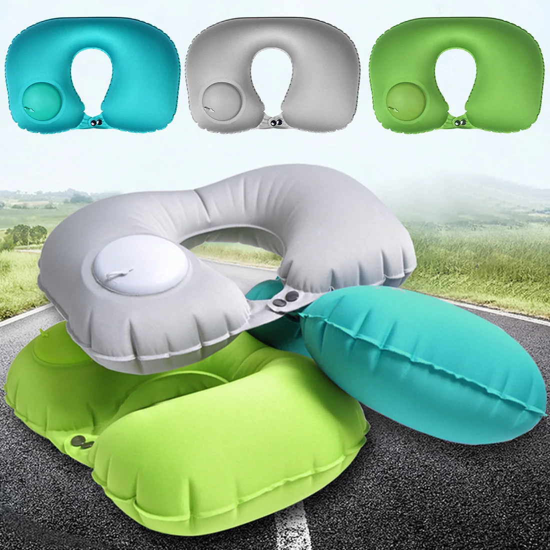 U Shape Inflatable Cushion Airplane Sleep Pillows Neck Support Travel pillow Neck Cervical Nap