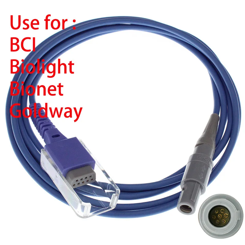 

For BCI 6100 9100 Biolight Bionet BM31 Goldway UT4000B Spo2 sensor Extension Cable Spo2 adapter cable 7Pin>DB9F 2.4 Meter