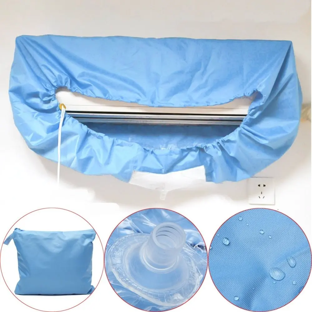 

Blue Air Conditioner Pu Cleaning Dust Washing Cover Clean Waterproof Protector