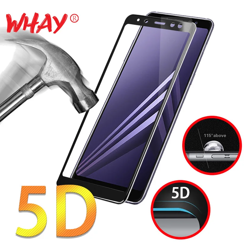Закаленное стекло WHAY 5D для Samsung Galaxy A8 2018 полное покрытие круглый изогнутый край
