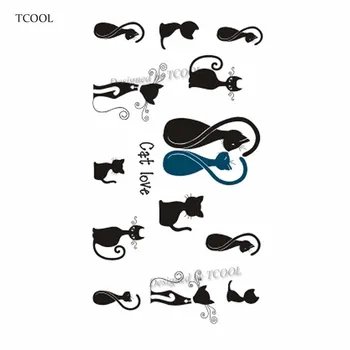 

HXMAN Cat Temporary Tattoo Sticker Waterproof Women Men Fake Body Art Tattoos New Design 10.5X6cm Kids Hand Tatoo A-037