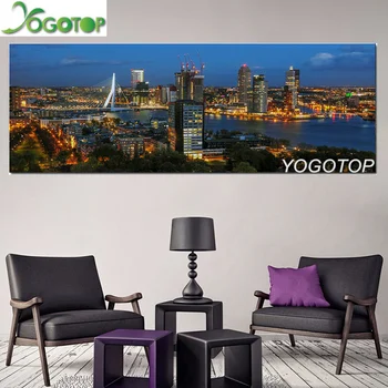 

large Full Square round Diamond painting Rotterdam night city Diamond embroidery resin drill landscape Euromast fantasy YY1364