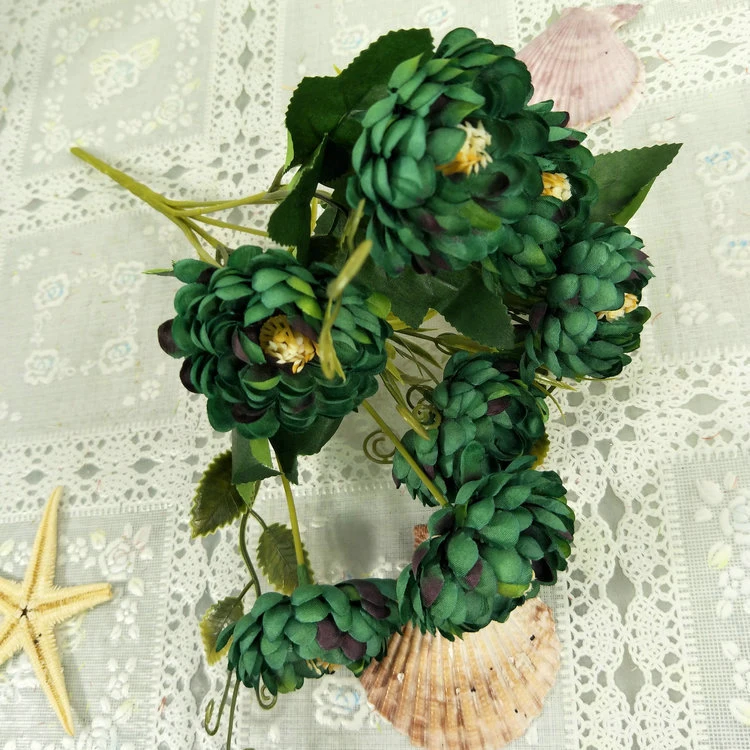 7 голов/Букет Маргаритка из шелка искусственный цветок с зелеными листьями для украшения свадебной вечеринки Декоративный букет для дома