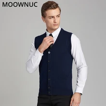 Sleeveless Men Vest Sweater Cardigan Business Casual Male Homme men Classic style FIt Fashion V-Neck Keep Warm Solid MOOWNUC MWC