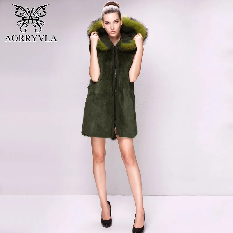 AORRYVLA зимние женские натурального меха куртка-парка длинные модель армейский зеленый цвет большой енот меха куртка с капюшона натуральным меха подкладка классический фасон
