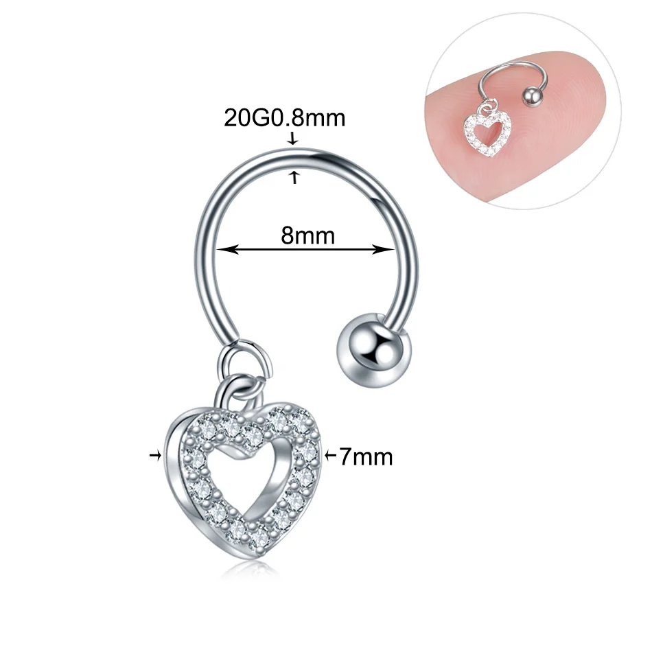 ER0587 1Pc/lot 9 Styles Choosable Steel Crystal Tragus Ear Piercing Daith Rook Earrings Helix Cartilage Studs Hoop Tragus Lip Ring 20G - Окраска металла: ER0587
