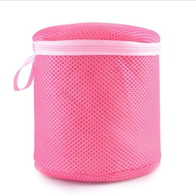 Mesh cylinder Shape Machine Washing Underwear Bra Luandry Bag Pink ...