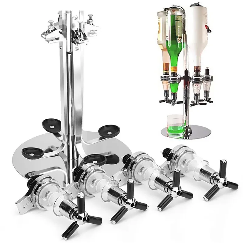 4-Heads-Rotary-Stainless-Steel-Wine-Juice-Cocktail-Stand-Drinks-Optics-Dispenser-Holder-For-Bar-Butler (3)