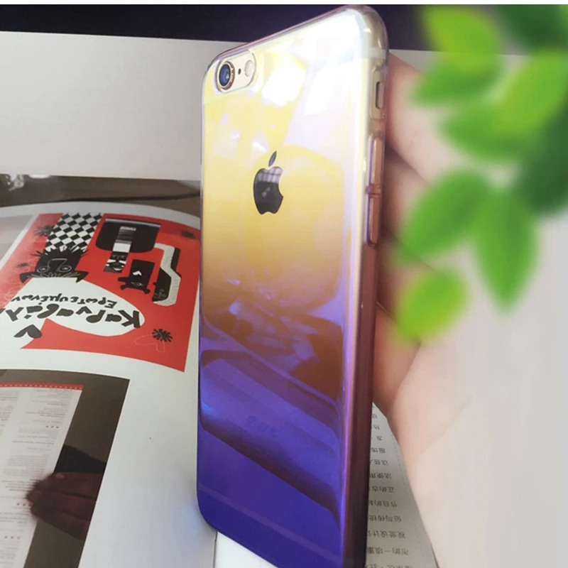 Для iphone 7 plus case градиент аврора прозрачный роскошные чехлы для 6 6s тонкий назад
