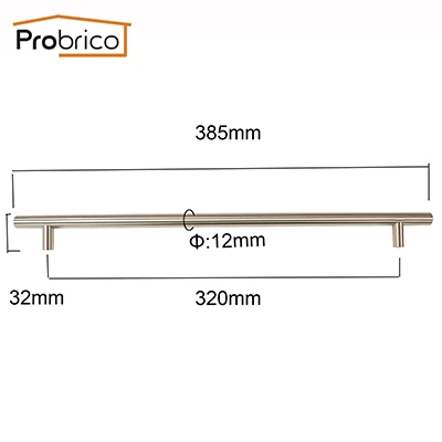 Probrico 20 шт ручки для шкафа диаметр 12 мм мебельные ручки для ящиков нержавеющая сталь кухонный шкаф двери тянет CC 50 мм~ 320 мм