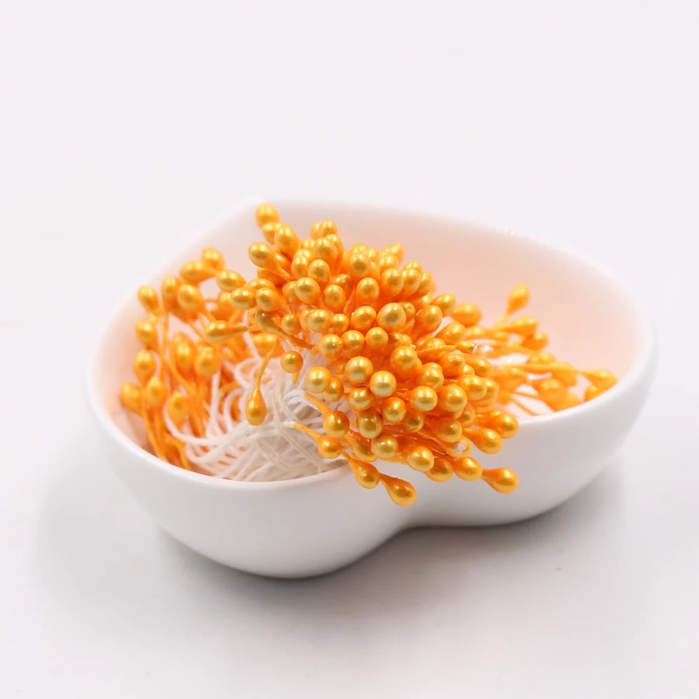 Orange 3400 шт./лот, искусственные цветы с двумя головками, свадебные декоративные жемчужные открытки, торты, искусственные цветы, аксессуары для скрапбукинга - Цвет: Orange