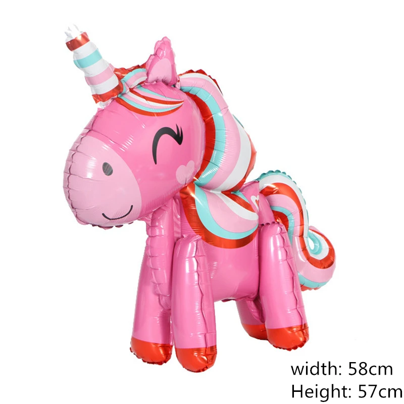 Гигантский воздушные шары в форме единорога День Рождения украшения Дети пользу 3D Радуга Единорог фольга шары Детские полнолуние Baby Show Декор 55 - Цвет: 3D-red unicorn