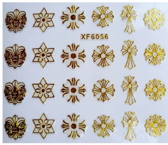 

1pc Nail art 3D gold foil sticker short bride patch applique Nail Polish stickers golden cross sticker nail art tool