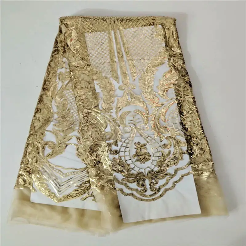 

WH!5 yards! African Lace Fabric With Sequin Lace Fabric 2019 High Quality African Fabric For Women Dress Free Shipping ! J52920