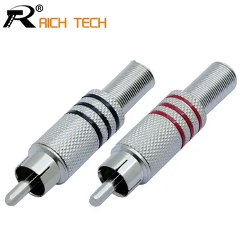 

10Pcs Nickle-plated Wire Connector RCA Male Plug with Metal Spring Fix Cable Size Up to 7mm RCA Connector