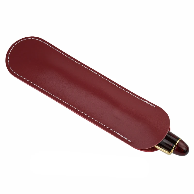 5 Colors Useful Genuine Leather Single Pen Case Pencil Bag Holder Storage Sleeve Pouch 2019 Newest