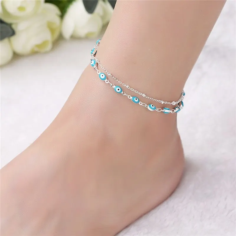

New Fashion Bohemian Evil Eye Beaded Chain Anklet Beach PARTY Foot Jewelry Barefoot Sandals Body Chain Wholesale 2B107