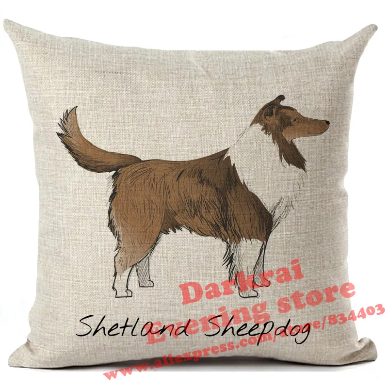 Cushion Cover Labrador Corgi Doberman Printed Linen Pillows Cover Car Sofa Decorative Throw Pillows Home Decoration Pillow Case - Цвет: 6