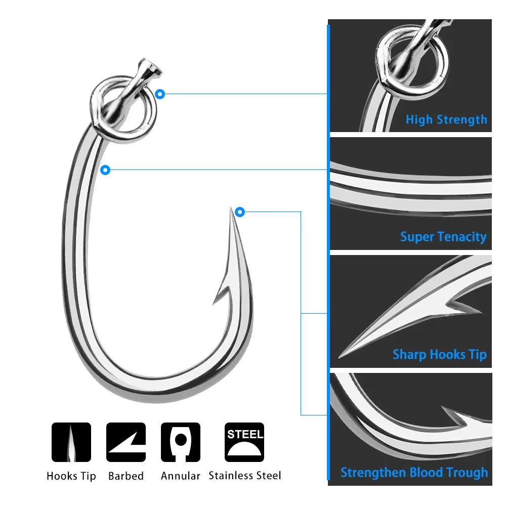 1 шт. брендовый рыболовный крючок для тунца 10/0#-16/0# Модель рыболовный крючок из нержавеющей стали Сделано в Тайване