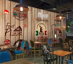 Европейский фаст-фуд пицца Ресторан настенная бумага рулон для бара деревянный стиль фон настенные наклейки Настенный декор