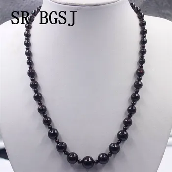 

Free Shipping 4-12mm Garnet Red Stone Graduated Natural Gems Genuine Stone Beads Adjustable 2019 Fashion Necklace 18"