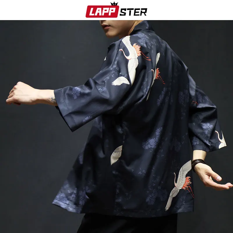 LAPPSTER Men Streetwear Kimono Jacket 2019 Mens Funny Print Colorful Japanese Kimono Coat Male Loose Summer Cardigan Plus Size LAPPSTER Men Streetwear Kimono Jacket 2019 Mens Funny Print Colorful Japanese Kimono Coat Male Loose Summer Cardigan Plus Size