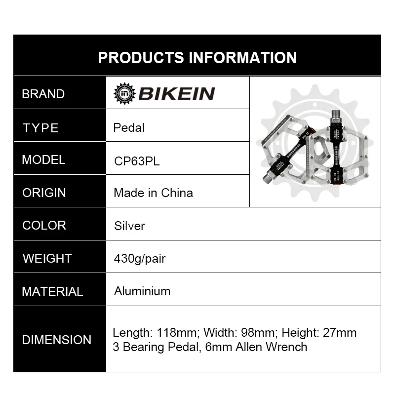 BIKEIN 3 подшипника Велоспорт Горный велосипед MTB BMX педали 9/16 &quotCNC алюминиевый сплав