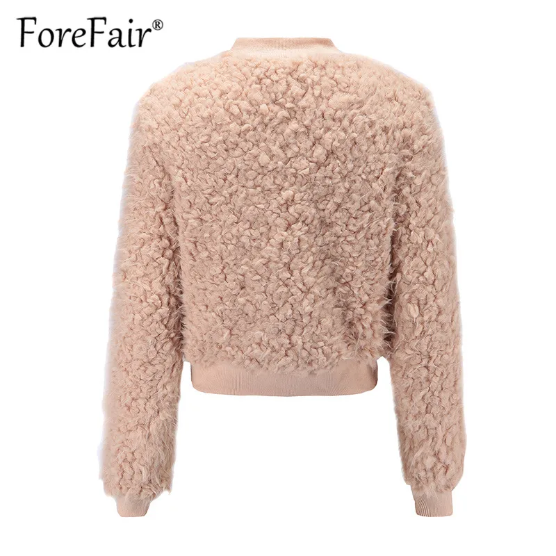 Forefair Faux Lambswool Jacket Coat Autumn Winter Warm Hairly Jackets Women Short Outerwear 2018 Female Teddy Coat Coats