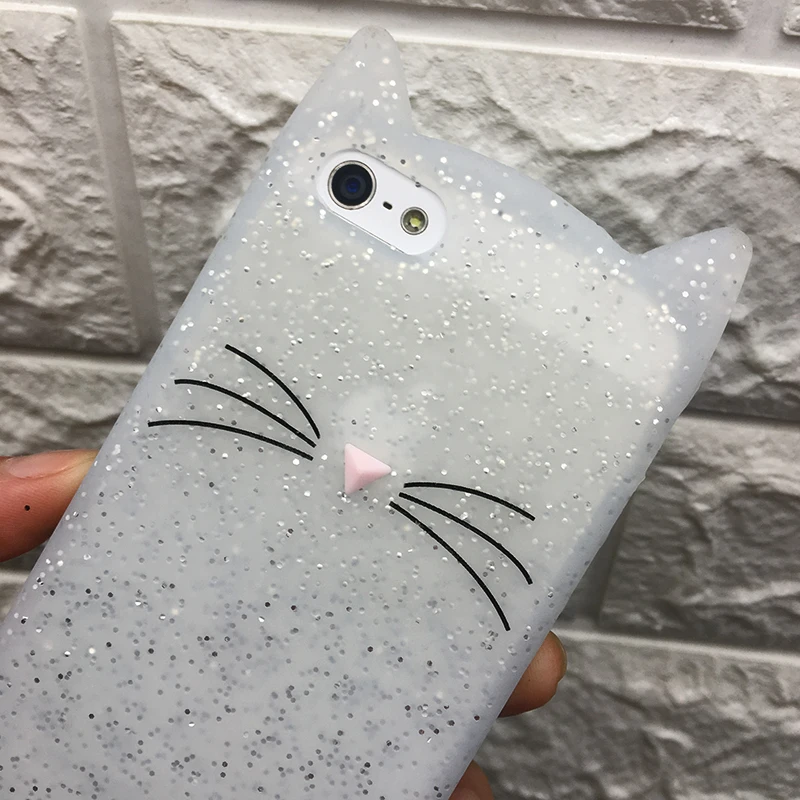 Для iPhone 5 5S SE чехол 3D Милые Мультяшные животные борода блестящие кошачьи уши