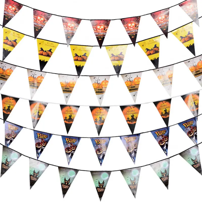 

Halloween Banner Flag Party Window Living Room Decorative Flags Festival Decor Garland Supplies