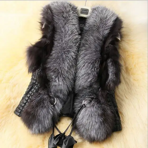 

New 2019 Winter Women's Faux Fur Coat Artificial Fur Vest Furry Vests Femme Jackets Plus Size Fluffy Fake Fur Gilet ZA161