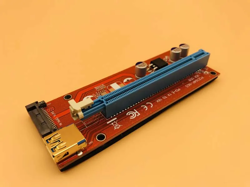 10 шт. 008 красная плата 3 светодиодных PCI Express Riser Card E 1x к 16x расширитель адаптер карта