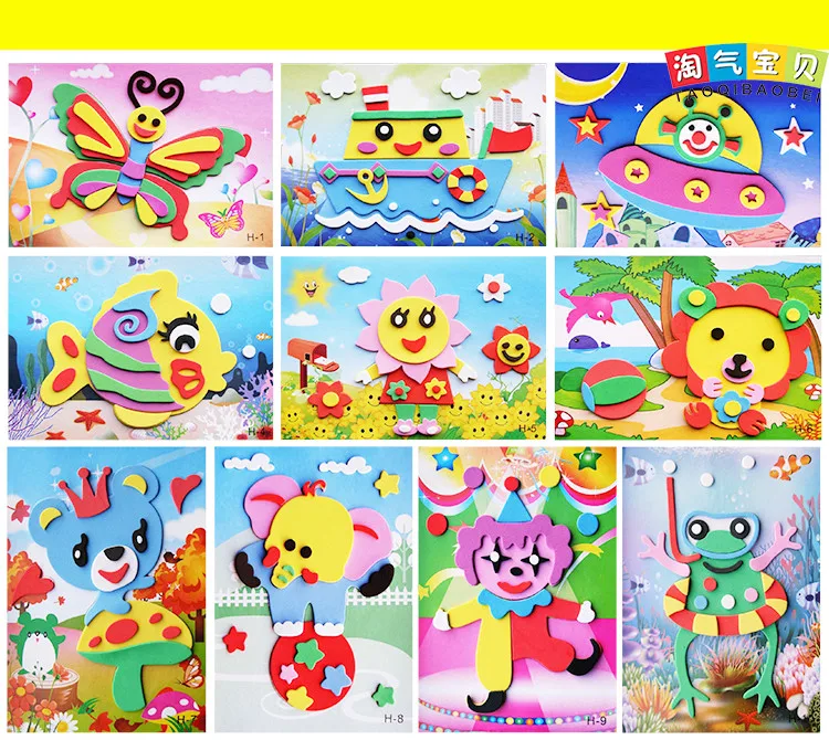 

1PCS 3D EVA Foam Sticker Puzzle Game DIY Cartoon Animal Learning Education Toys For Children Multi-patterns Styles Random Send