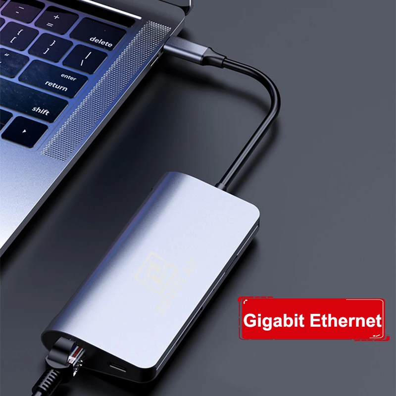 

ZEUSLAP USB3.0 HUB USB C HUB to HDMI RJ45 Thunderbolt 3 Adapter for Macbook Pro Air XPS13 Chromebook Lumia 950 Type C HUB